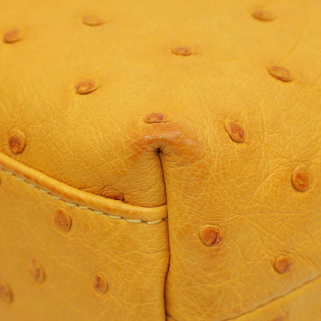Loro Piana Yellow Ostrich Extra Pocket L19 Bag