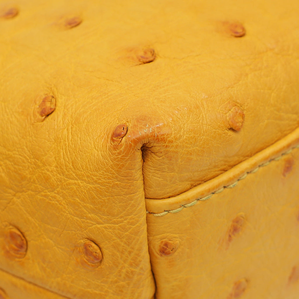 Loro Piana Yellow Ostrich Extra Pocket L19 Bag
