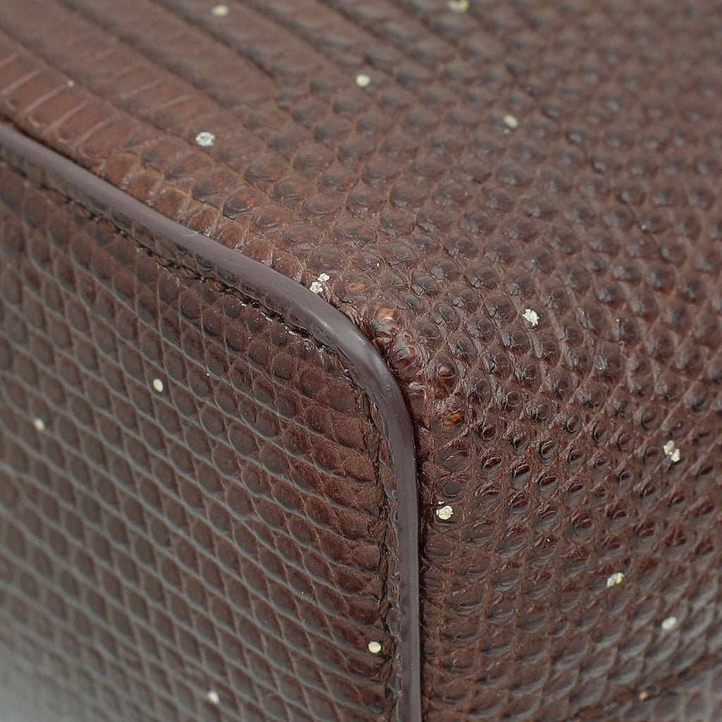 Loro Piana Dark Brown Lizard Extra Pocket L19 Pouch