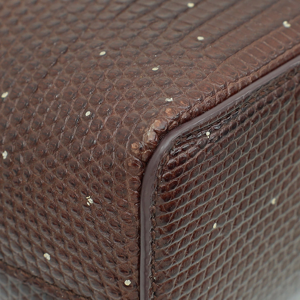 Loro Piana Dark Brown Lizard Extra Pocket L19 Pouch
