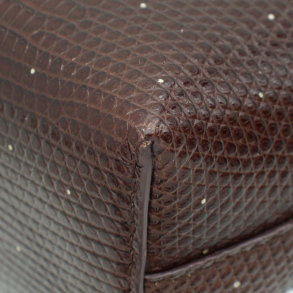 Loro Piana Dark Brown Lizard Extra Pocket L19 Pouch