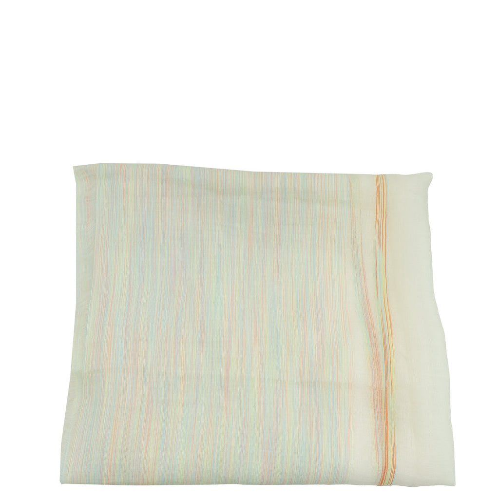 Loro Piana Cream Multicolor Cashmere and Cotton Scarf