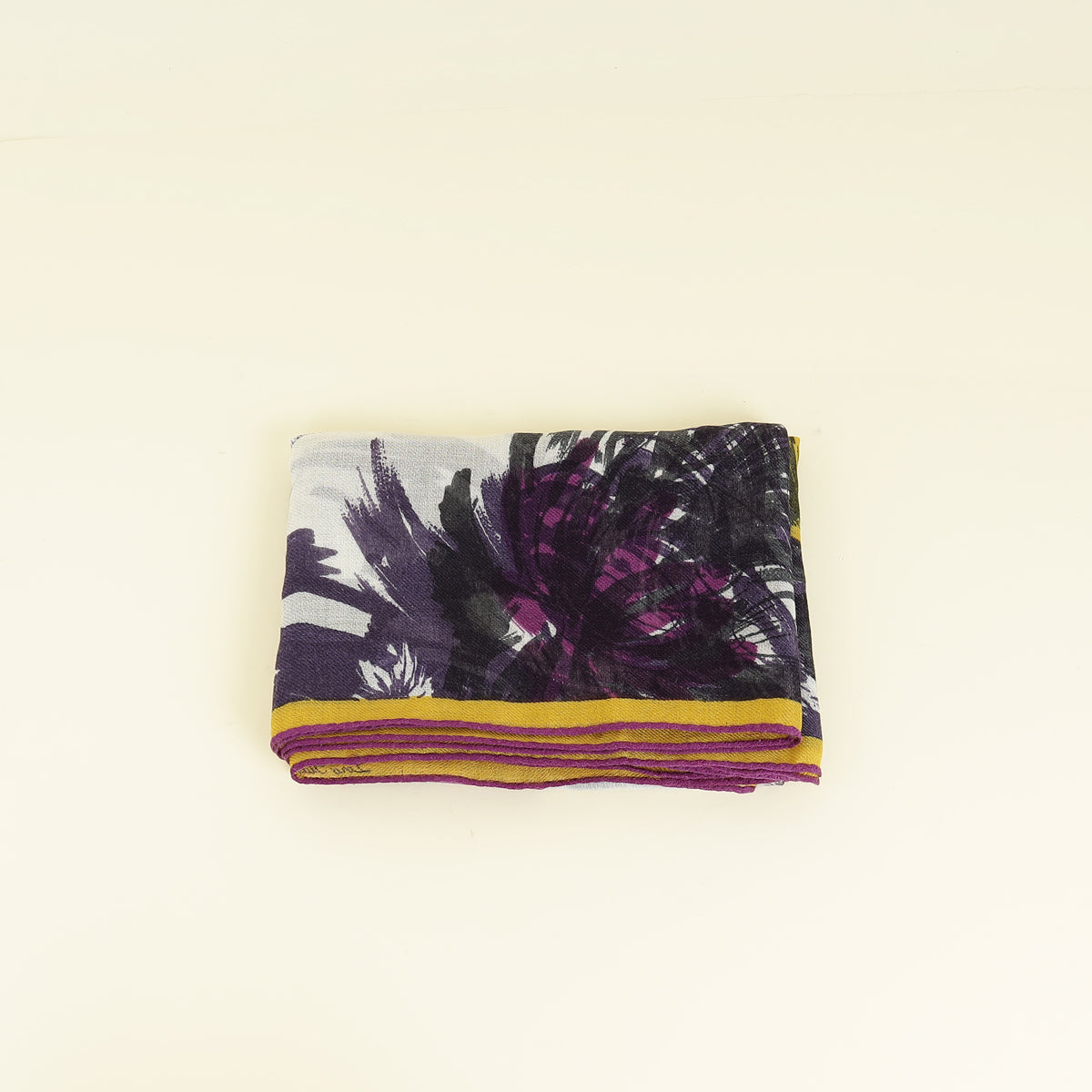 Loro Piana Violet Multicolor Floral Print Cashmere Silk Scarf
