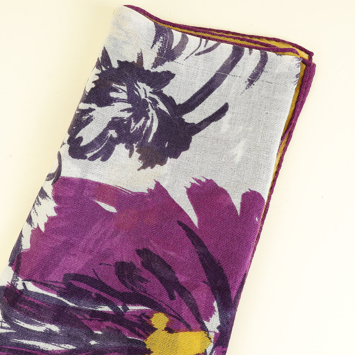 Loro Piana Violet Multicolor Floral Print Cashmere Silk Scarf