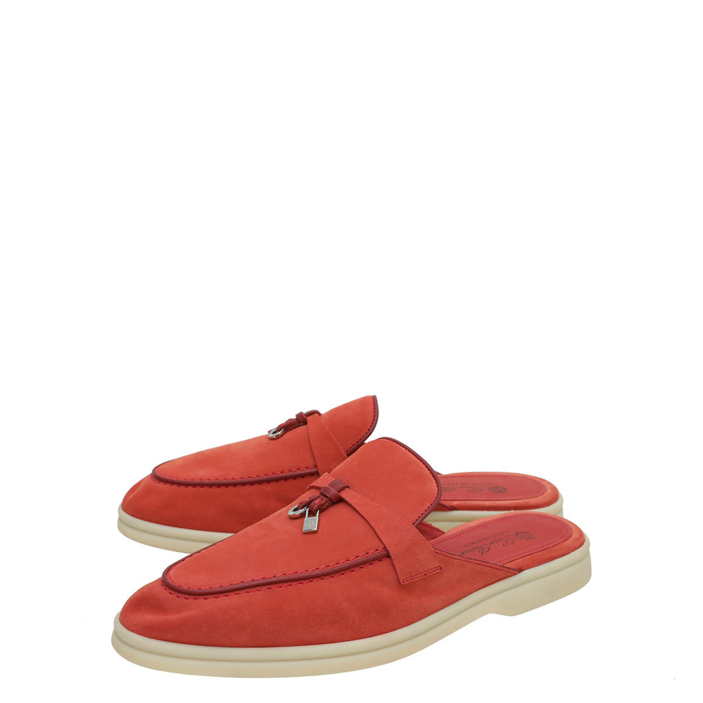 Loro Piana Coral Suede Nautical Charms Walk Babouche Loafers 39