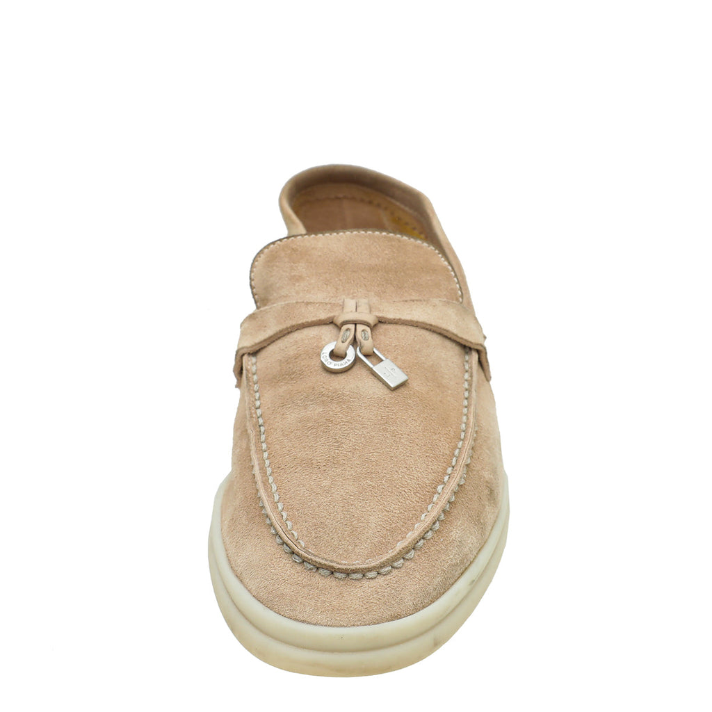 Loro Piana Pink Sand Summer Charms Walk Loafers 38.5