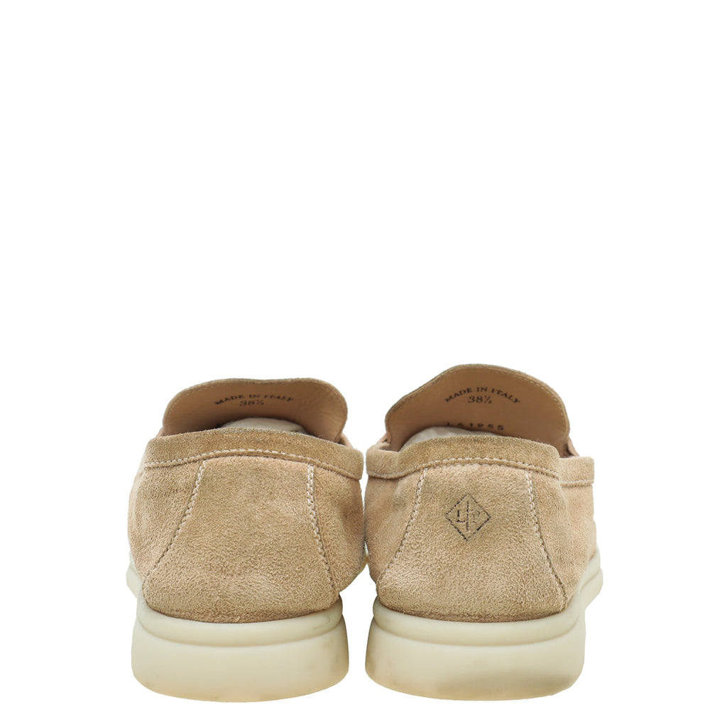 Loro Piana Pink Sand Summer Charms Walk Loafers 38.5