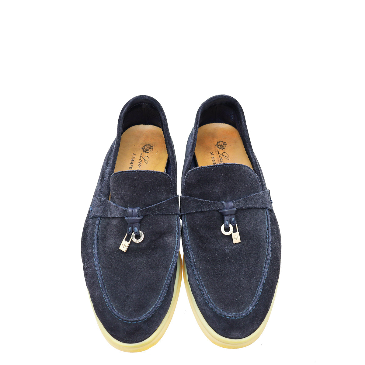 Loro Piana Argo Blue Melange Summer Charms Walk Loafers 37.5