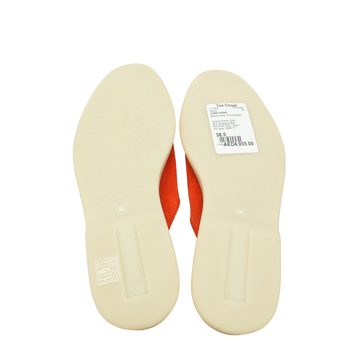 Loro Piana Orange Flame Charms Walk Babouche Loafers 38.5