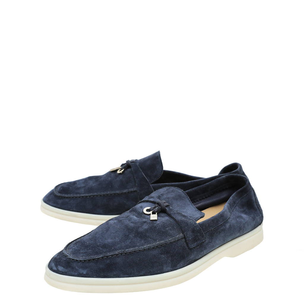 Loro Piana Navy Blue Summer Charms Moccasin Loafer 41.5