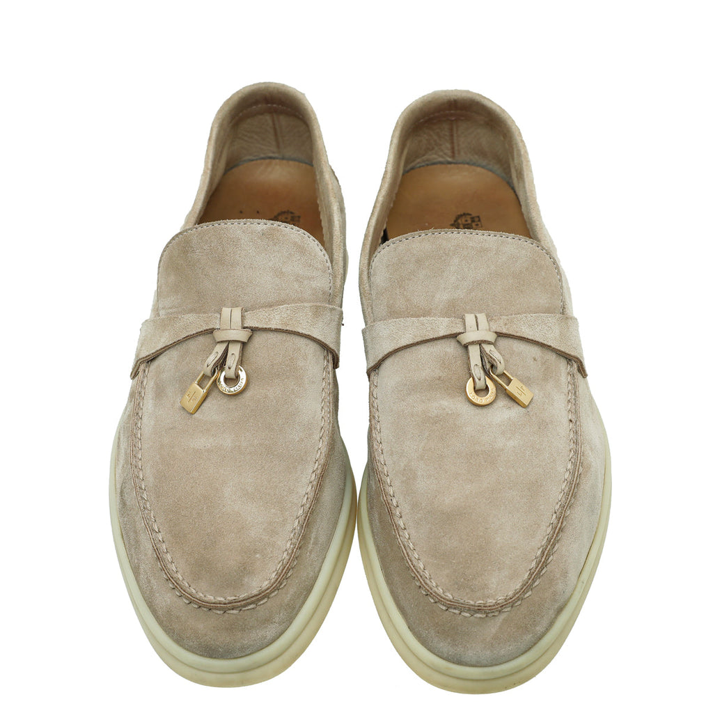 Loro Piana Sandstone Summer Charm Walk Loafers 38