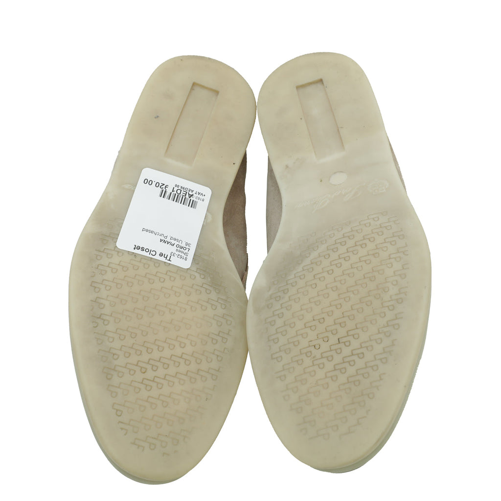 Loro Piana Sandstone Summer Charm Walk Loafers 38