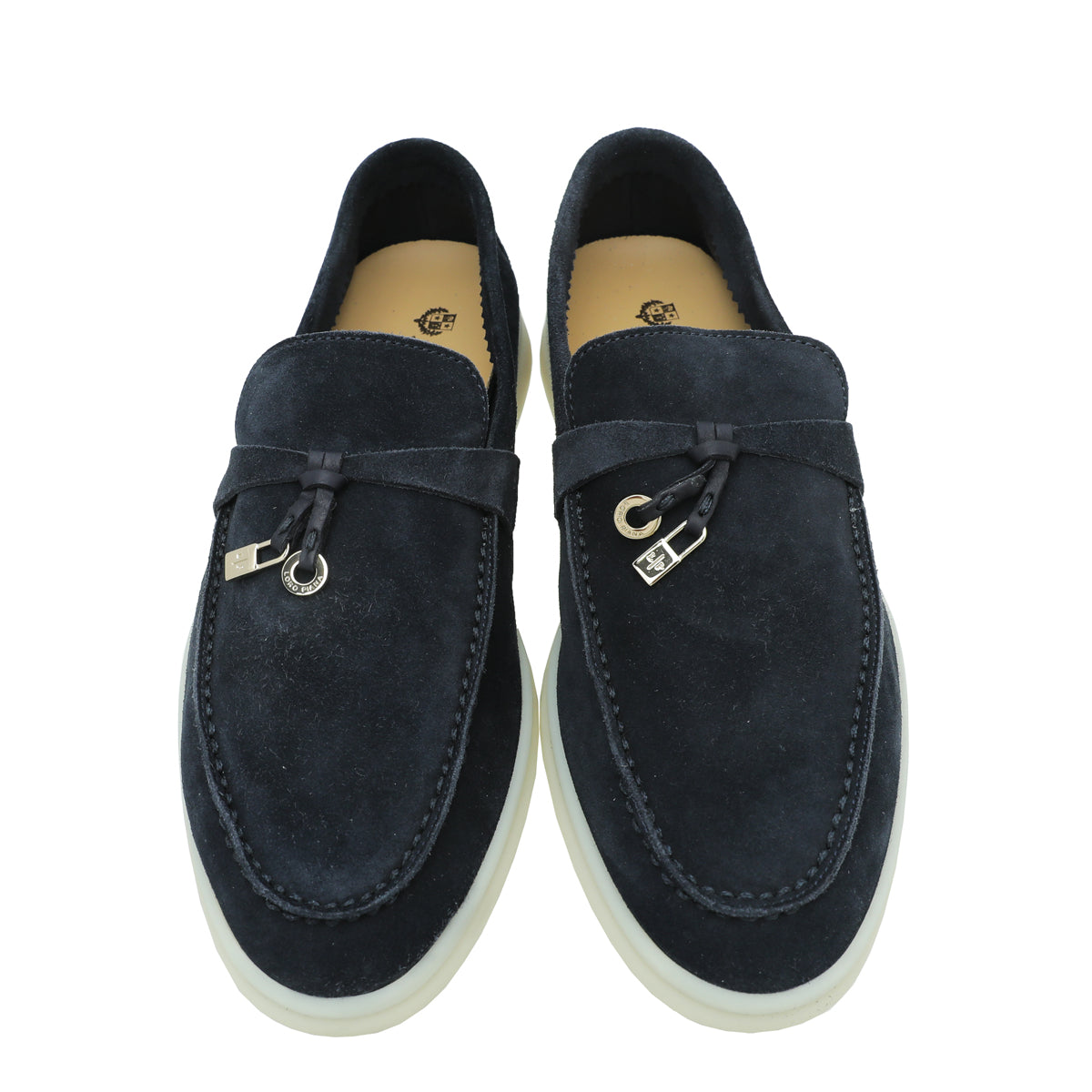 Loro Piana Argo Blue Melange Summer Charms Moccasin 37.5