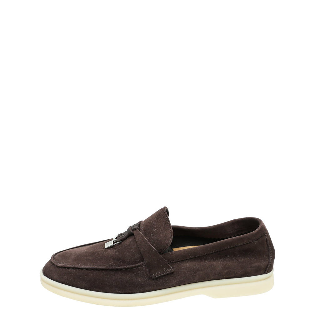 Loro Piana Chocolate Summer Charm Walk Loafers 36