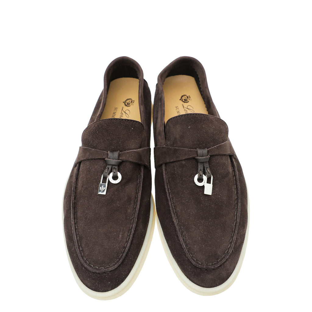 Loro Piana Chocolate Summer Charm Walk Loafers 36
