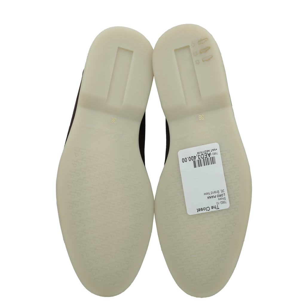 Loro Piana Chocolate Summer Charm Walk Loafers 36