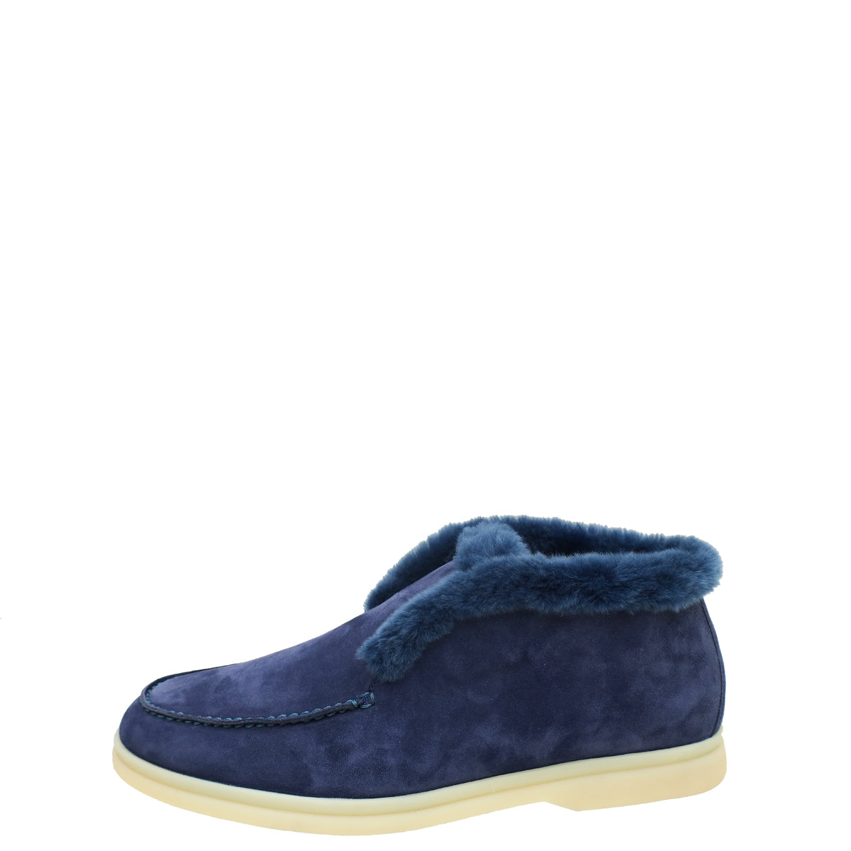 Loro Piana Midnight Blue Suede Fur Open Walk Chukka Boots 37