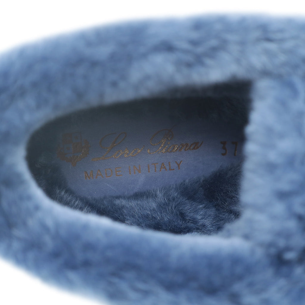 Loro Piana Midnight Blue Suede Fur Open Walk Chukka Boots 37