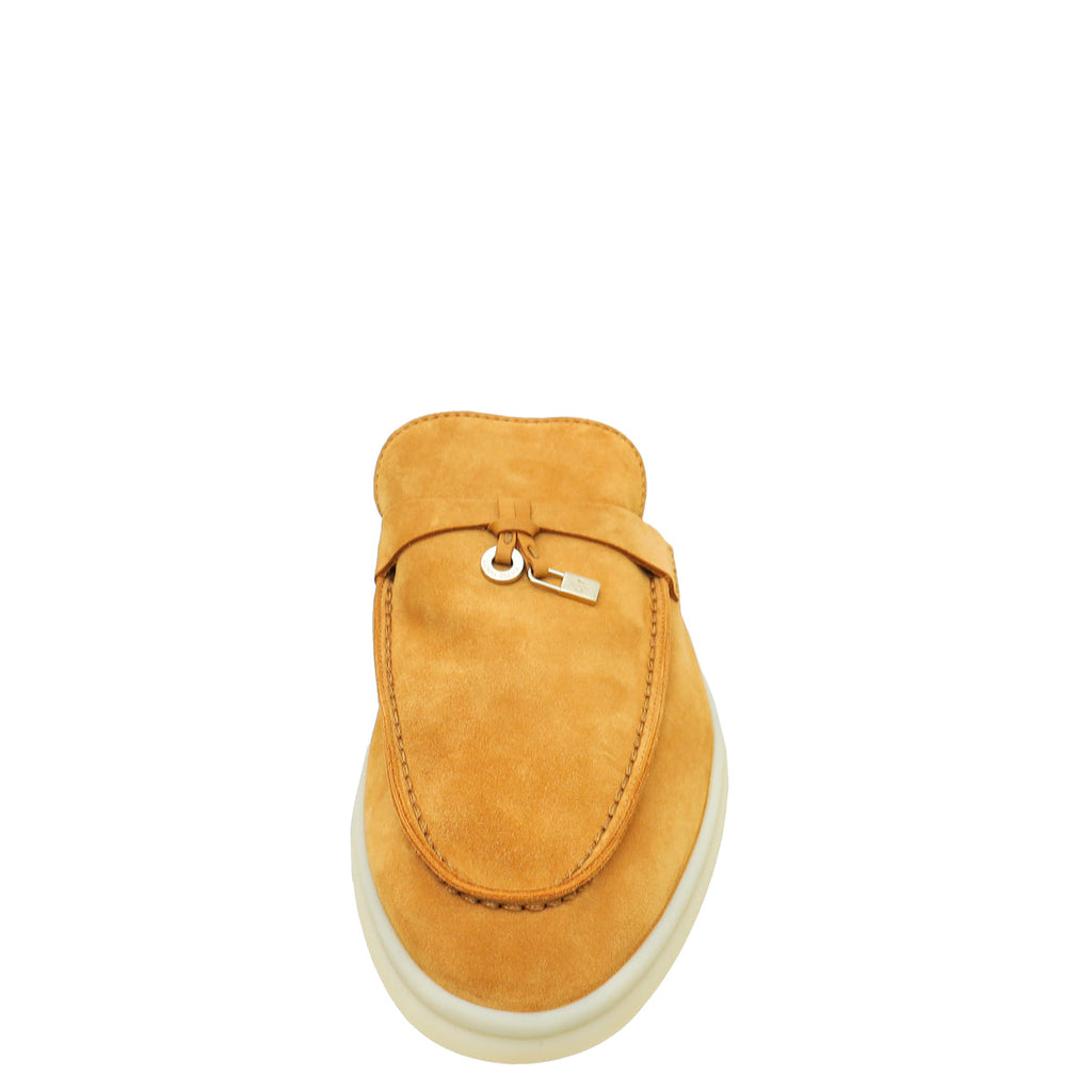 Loro Piana Dark Gold Suede Nautical Charms Walk Babouche Loafers 40
