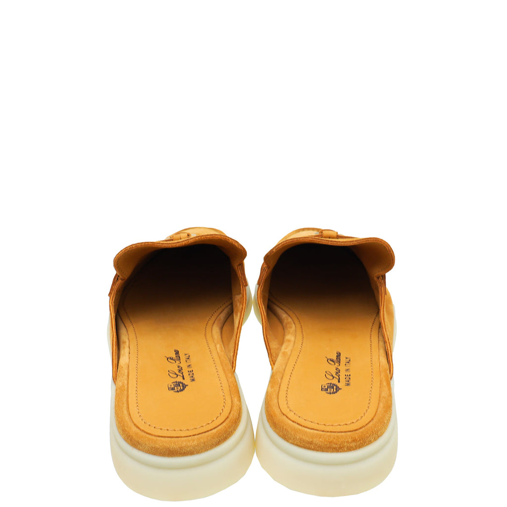 Loro Piana Dark Gold Suede Nautical Charms Walk Babouche Loafers 40