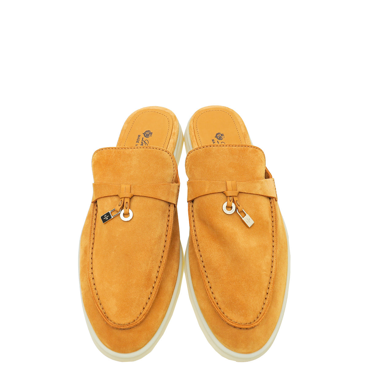 Loro Piana Dark Gold Suede Nautical Charms Walk Babouche Loafers 40
