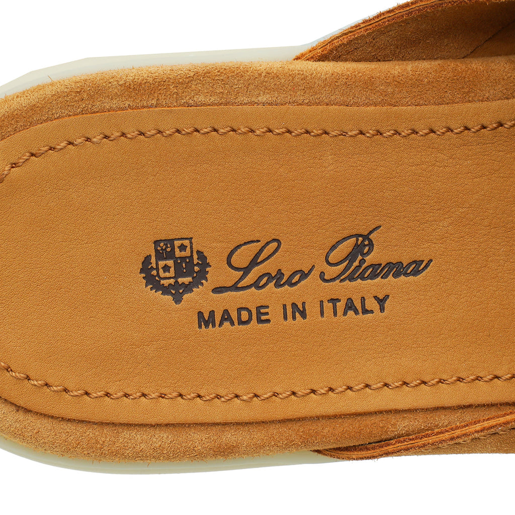 Loro Piana Dark Gold Suede Nautical Charms Walk Babouche Loafers 40