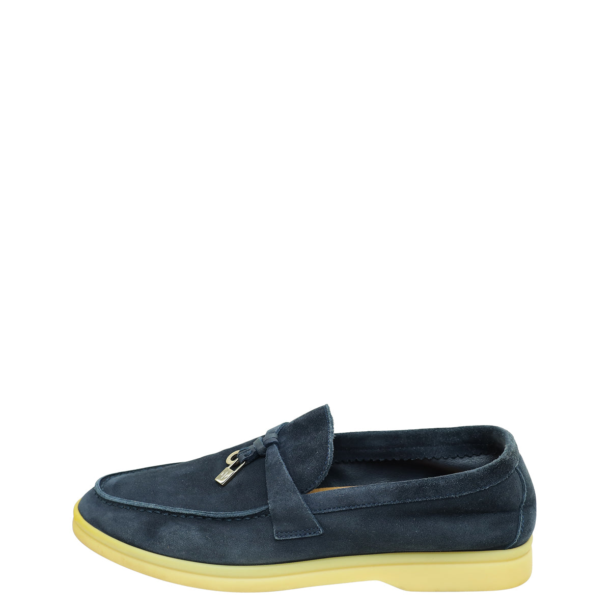 Loro Piana Navy Blue Summer Charms Walk Loafers 35.5