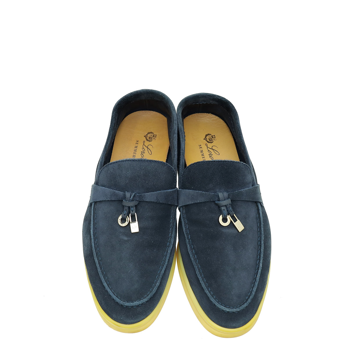 Loro Piana Navy Blue Summer Charms Walk Loafers 35.5