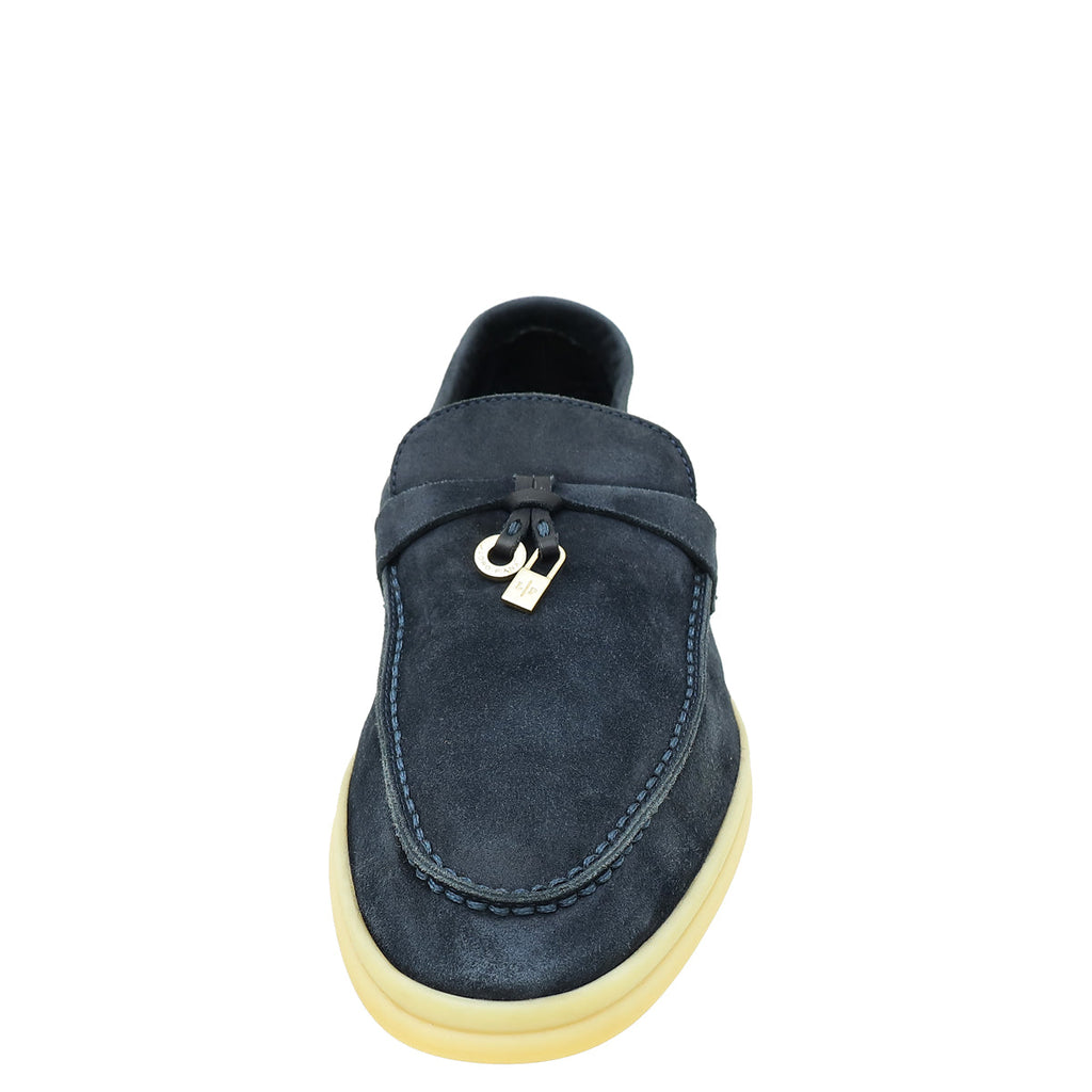 Loro Piana Midnight Blue Summer Charms Walk Loafers 36.5
