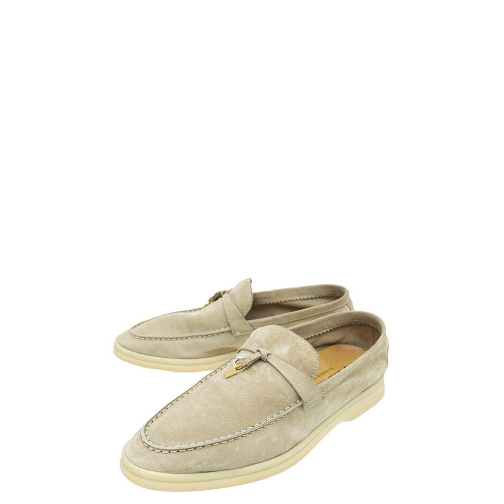 Loro Piana Sandstone Summer Charms Walk Loafers 37.5