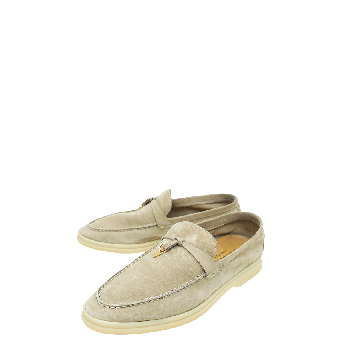 Loro Piana Sandstone Summer Charms Walk Loafers 37.5