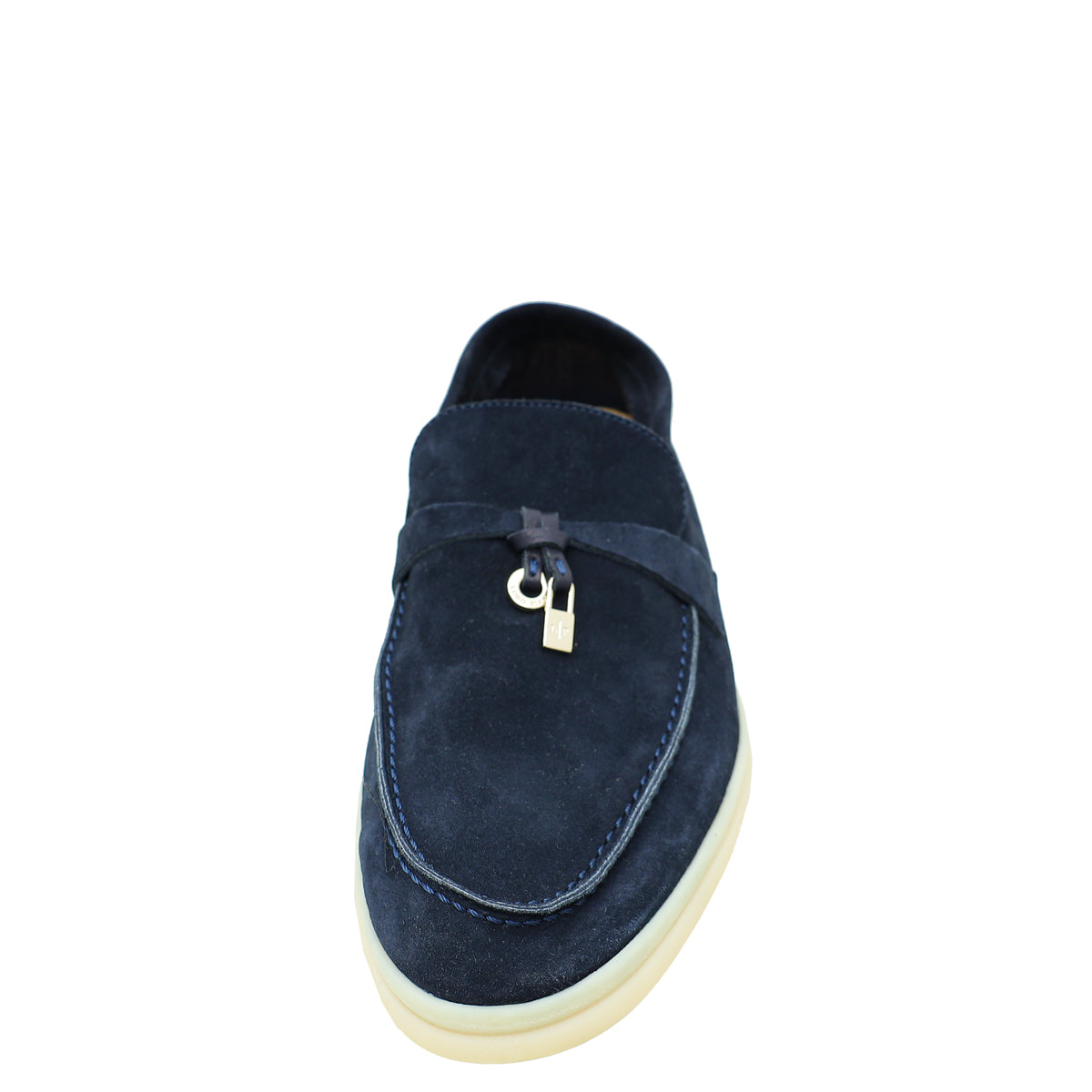 Loro Piana Navy Blue Summer Charms Walk Loafers 37.5
