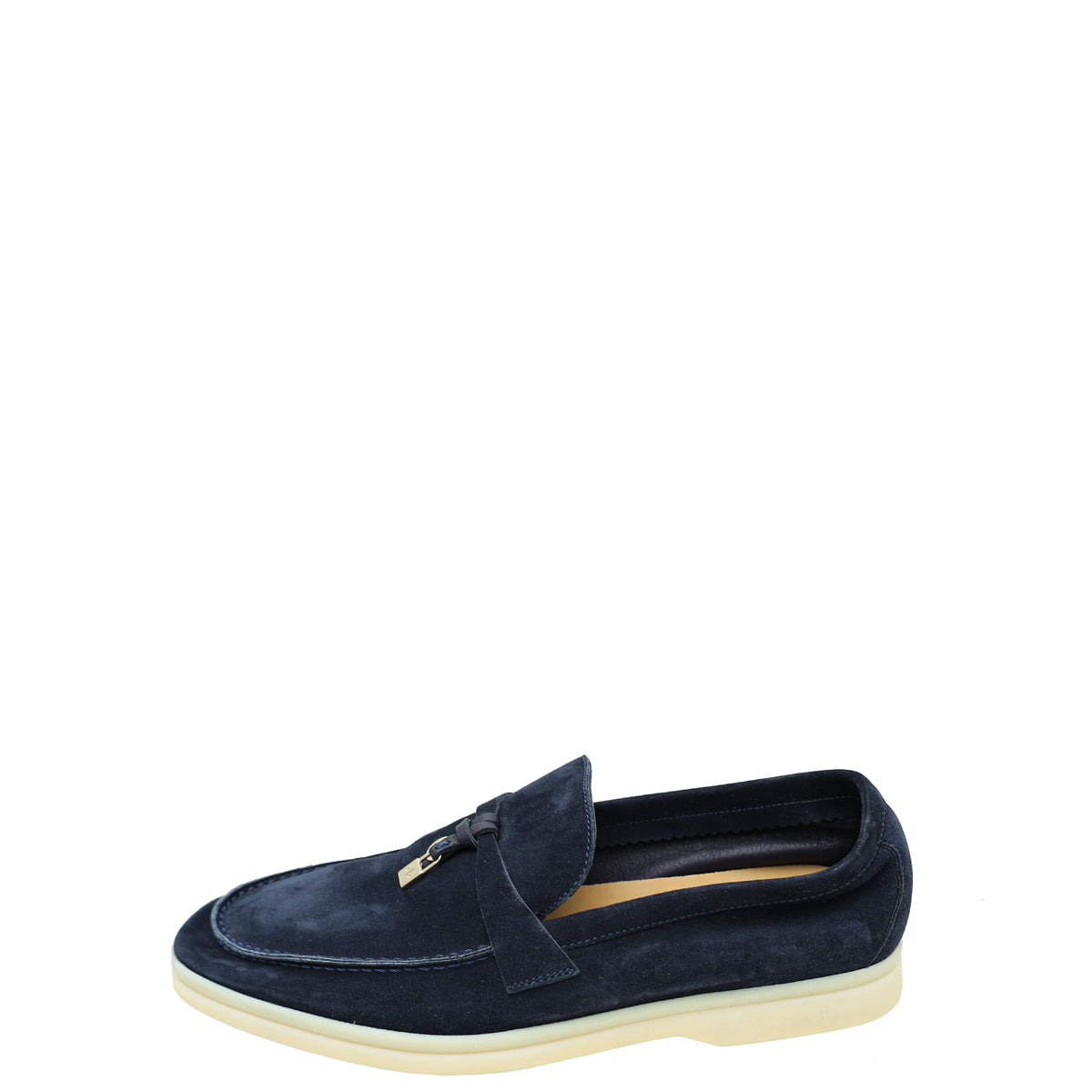 Loro Piana Navy Blue Summer Charms Walk Loafers 37.5