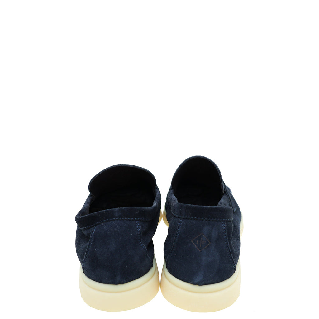 Loro Piana Navy Blue Summer Charms Walk Loafers 37.5