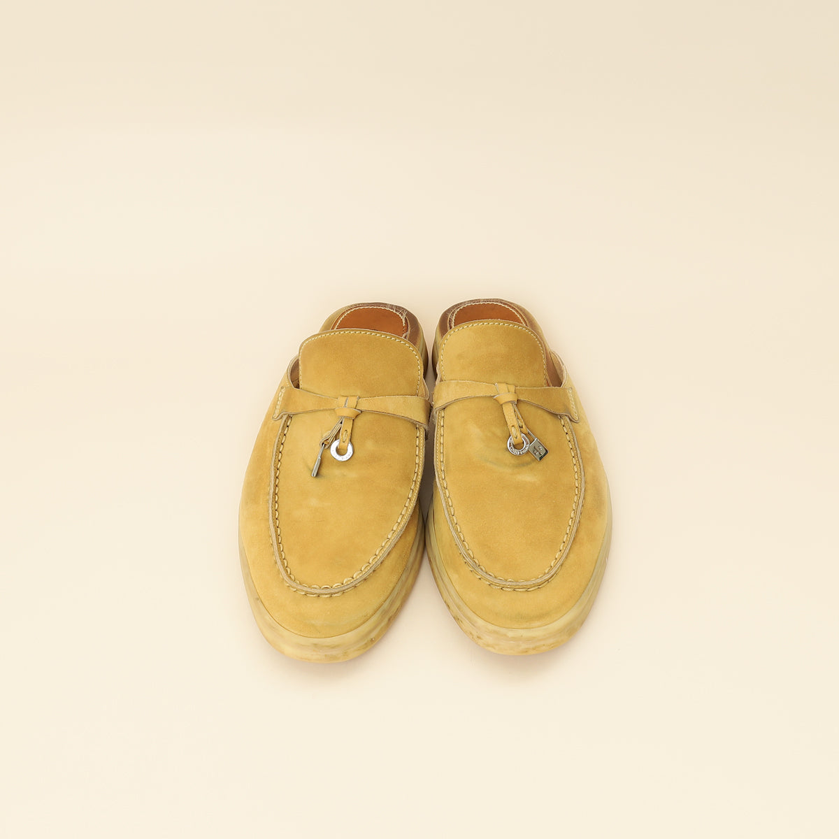 Loro Piana Beige Babouche Charms Walk Loafer 37.5