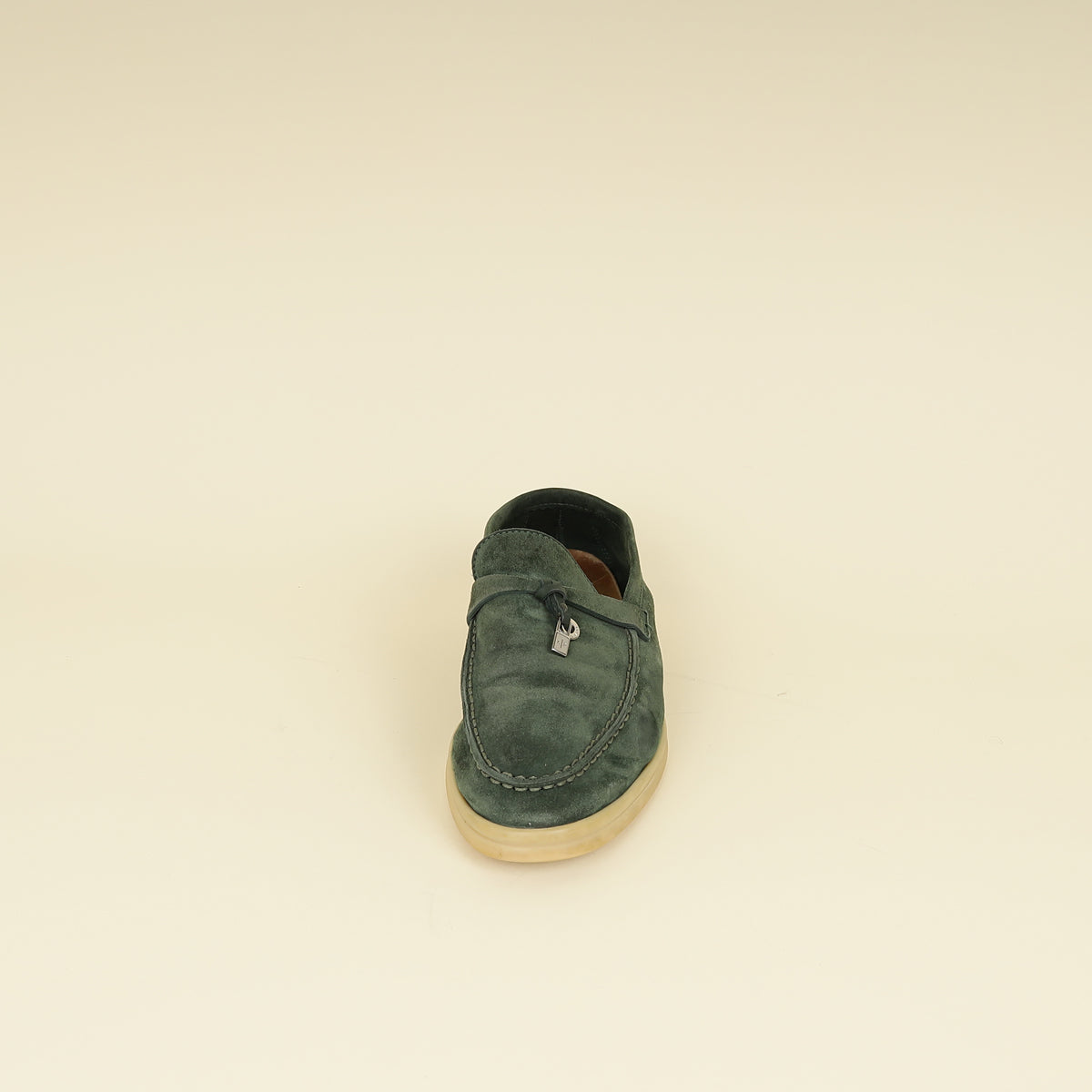 Loro Piana Green Glass Summer Charms Walk Loafers 37