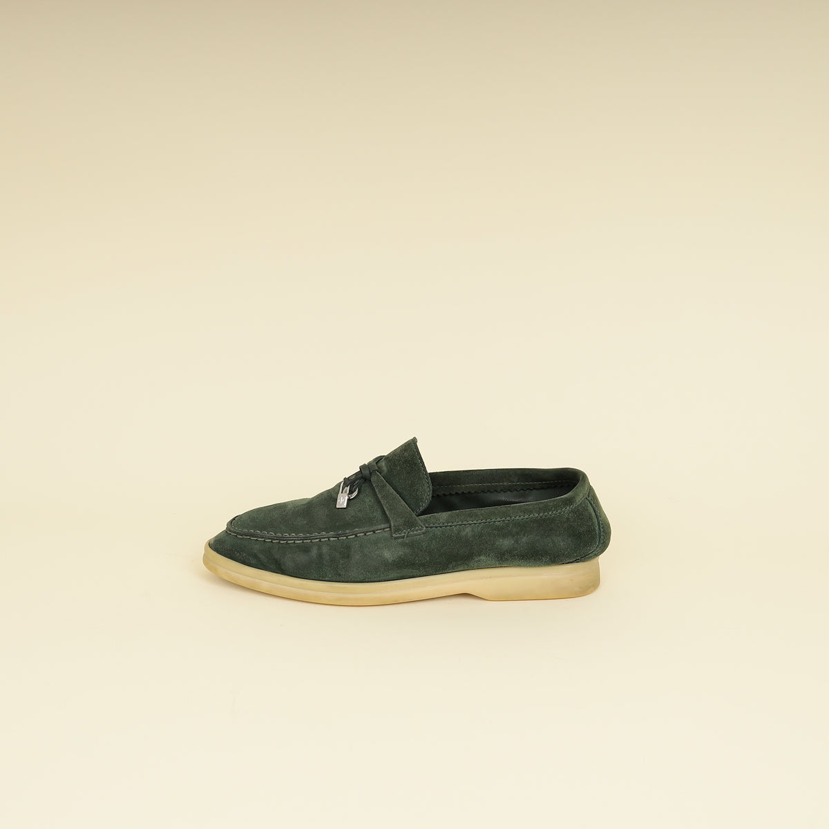 Loro Piana Green Glass Summer Charms Walk Loafers 37