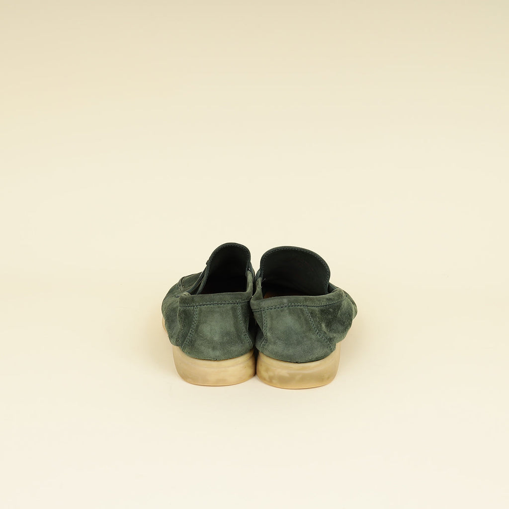 Loro Piana Green Glass Summer Charms Walk Loafers 37