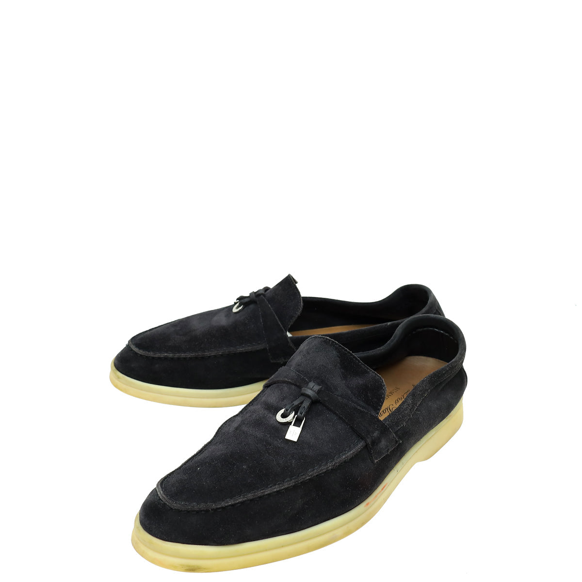 Loro Piana Black Summer Charms Walk Loafers 38.5