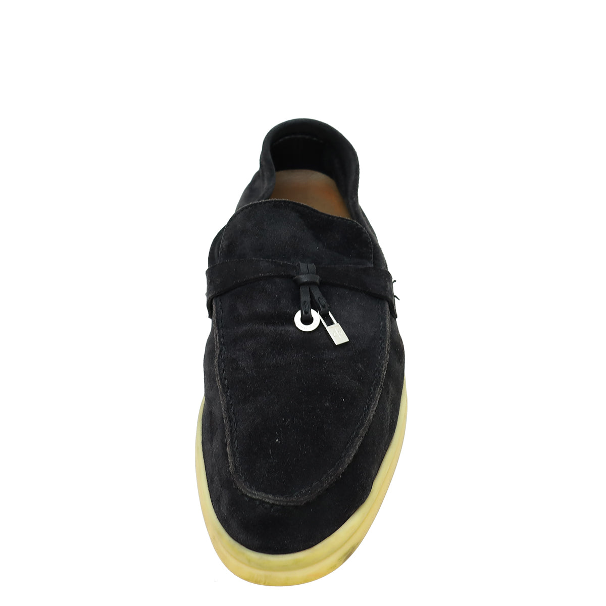 Loro Piana Black Summer Charms Walk Loafers 38.5