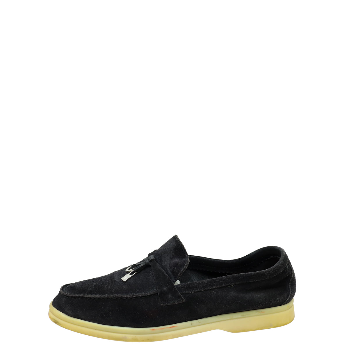 Loro Piana Black Summer Charms Walk Loafers 38.5