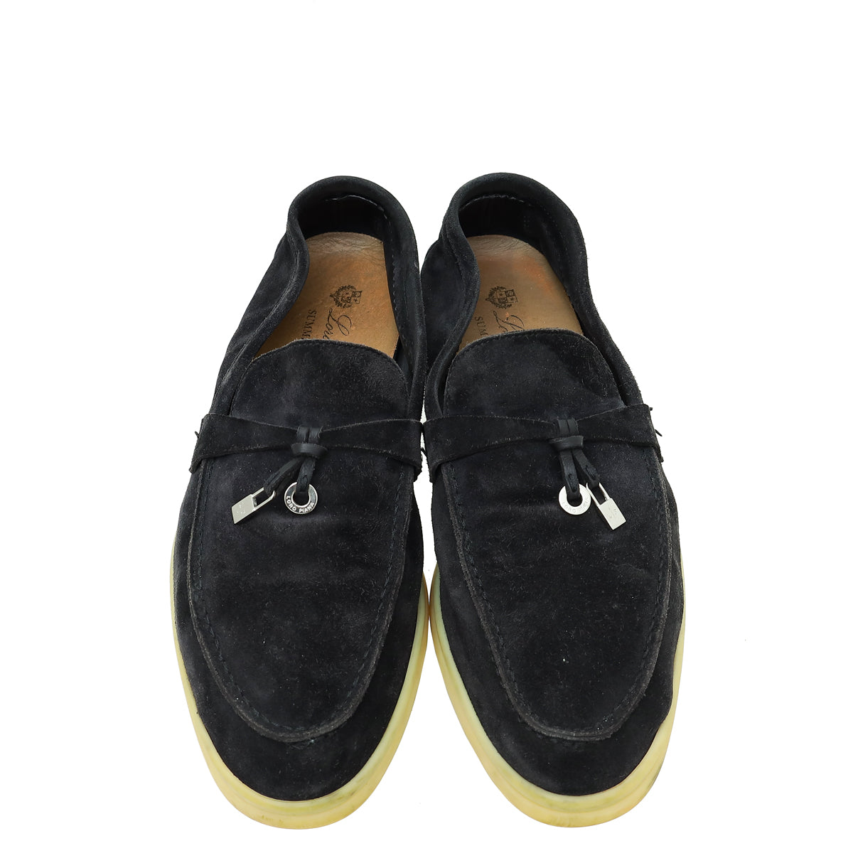Loro Piana Black Summer Charms Walk Loafers 38.5