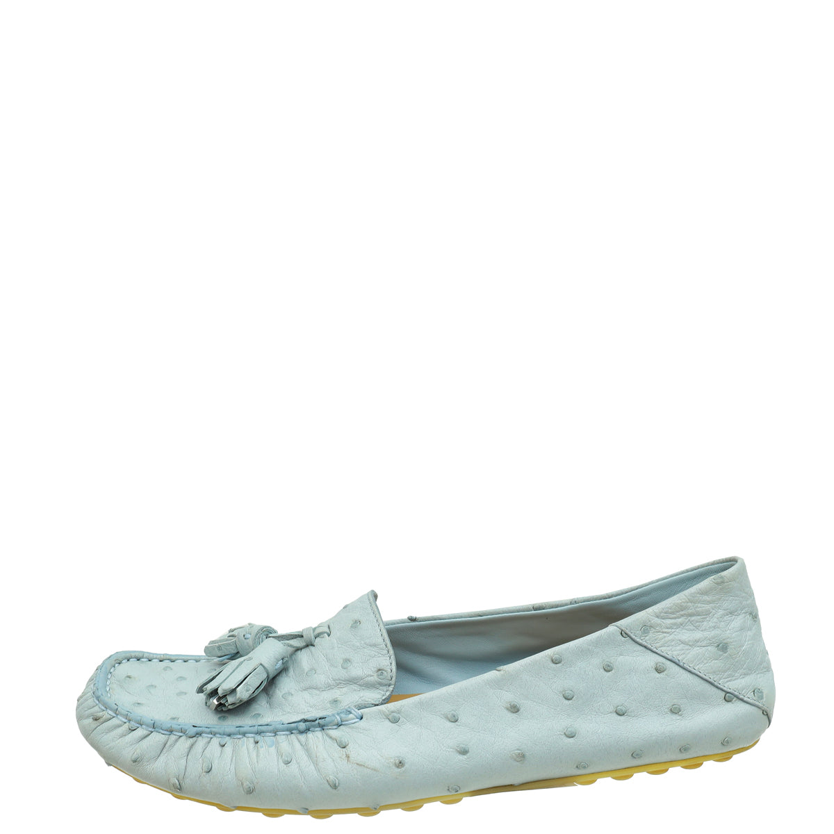 Loro Piana Sky Blue Ostrich Dot Sole Walk Loafer 38.5
