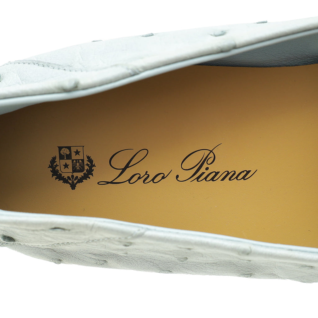 Loro Piana Sky Blue Ostrich Dot Sole Walk Loafer 38.5