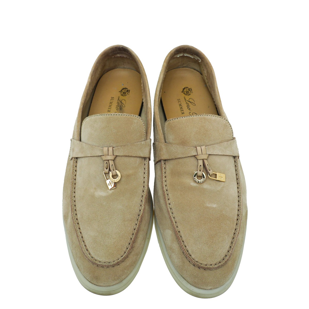 Loro Piana Sand Summer Charms Walk Loafers 38