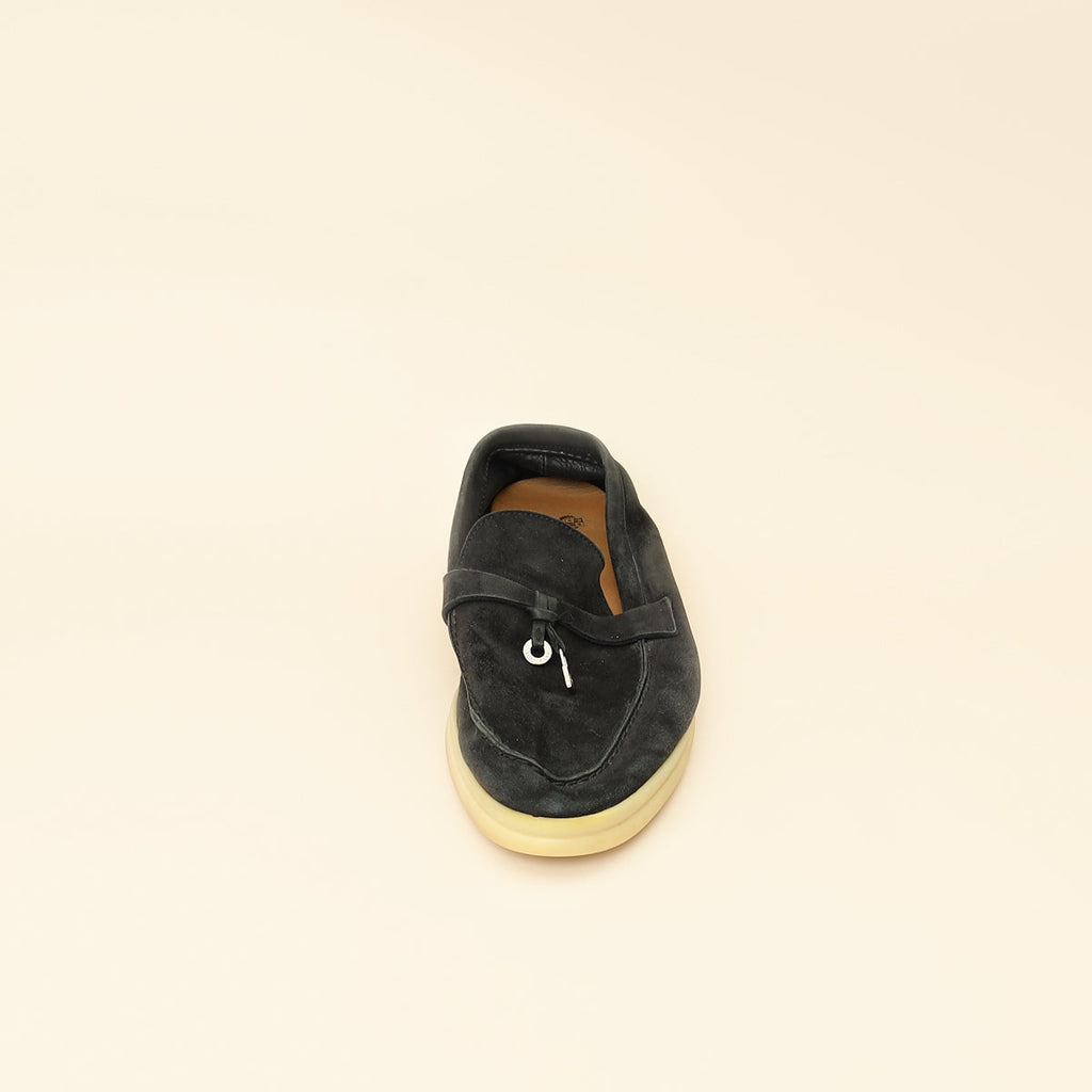Loro Piana Black Summer Charms Walk Loafers 39