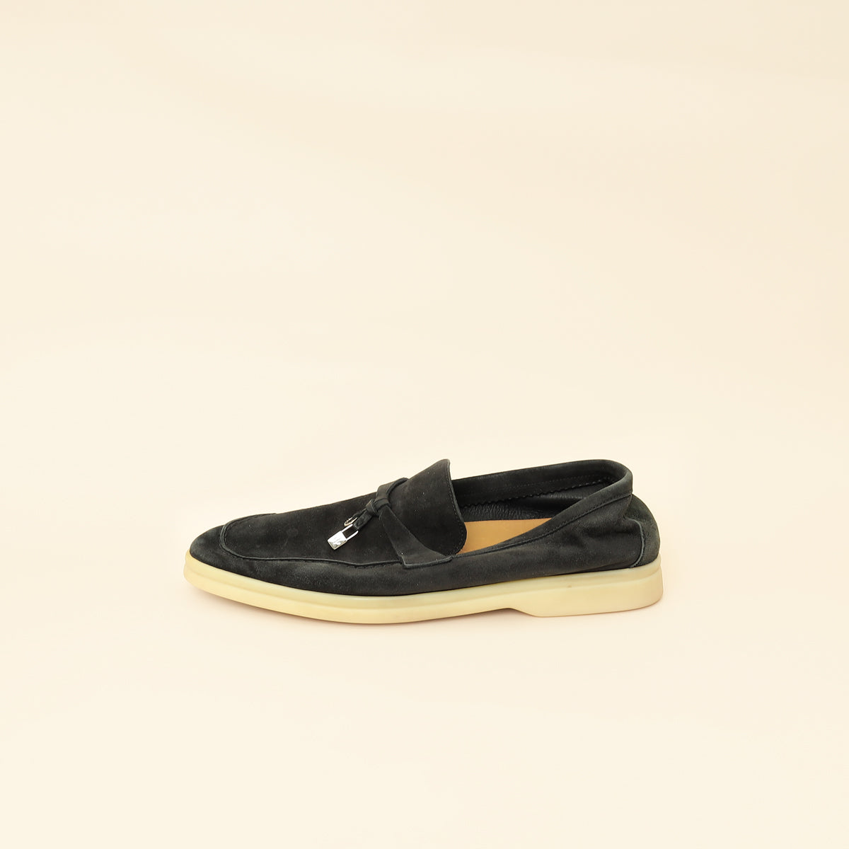 Loro Piana Black Summer Charms Walk Loafers 39
