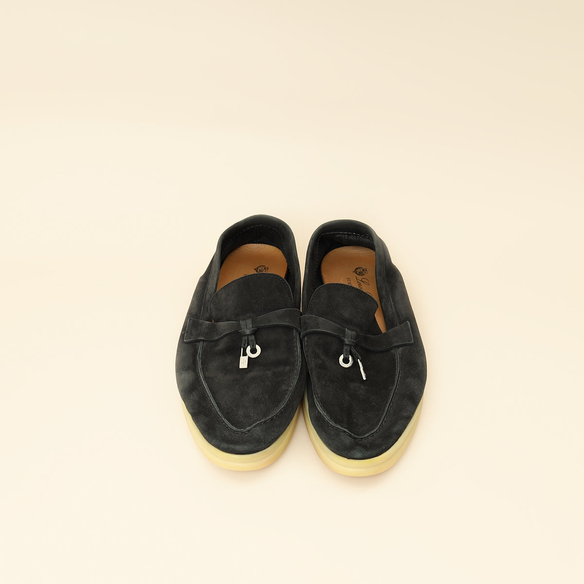 Loro Piana Black Summer Charms Walk Loafers 39