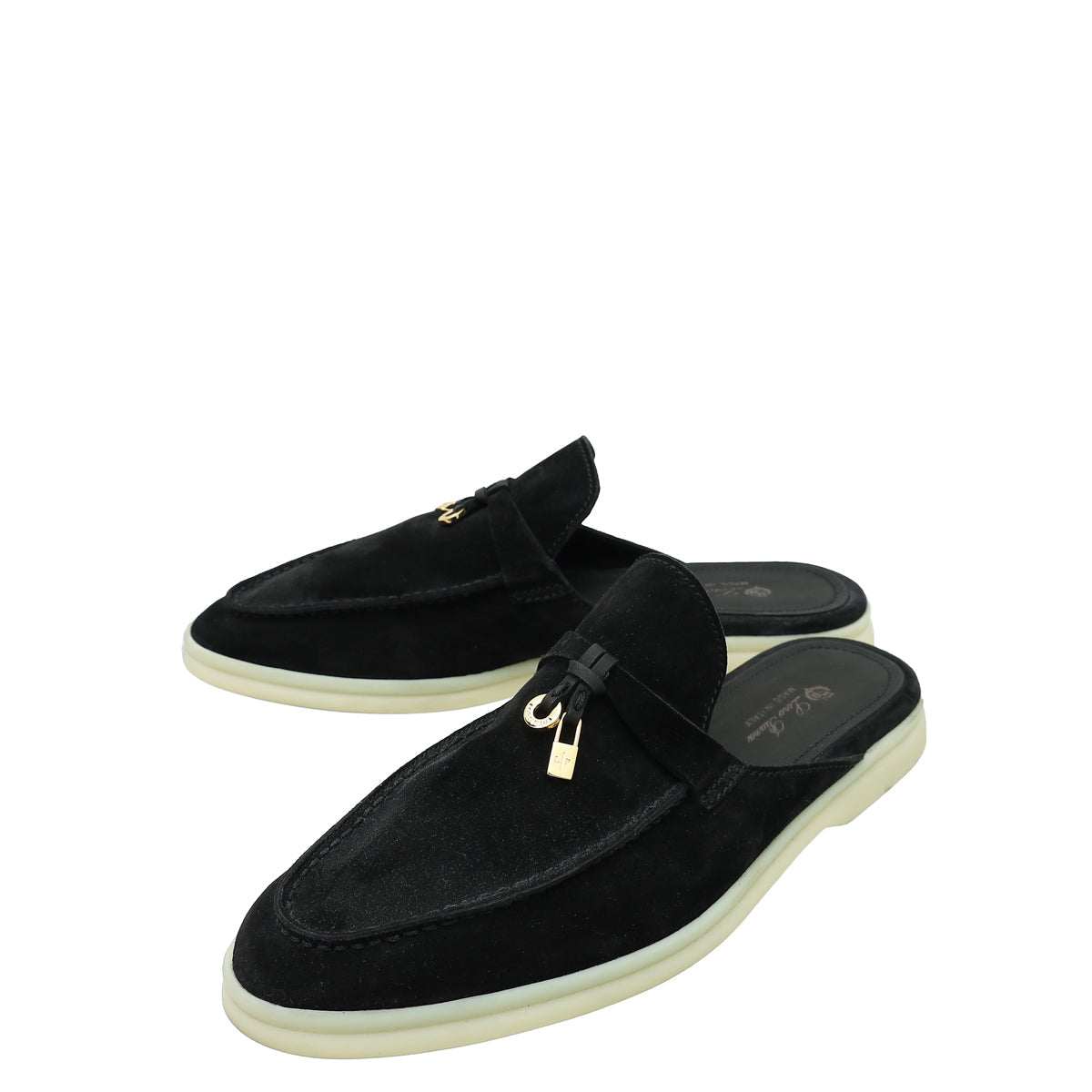 Loro Piana Black Babouche Charms Walk Mocassin Slipper 39