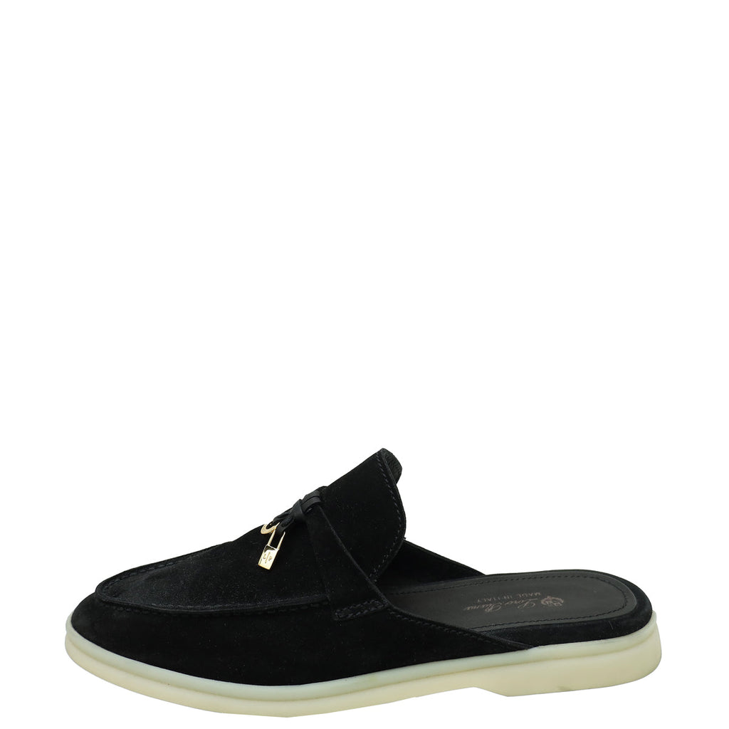 Loro Piana Black Babouche Charms Walk Mocassin Slipper 39